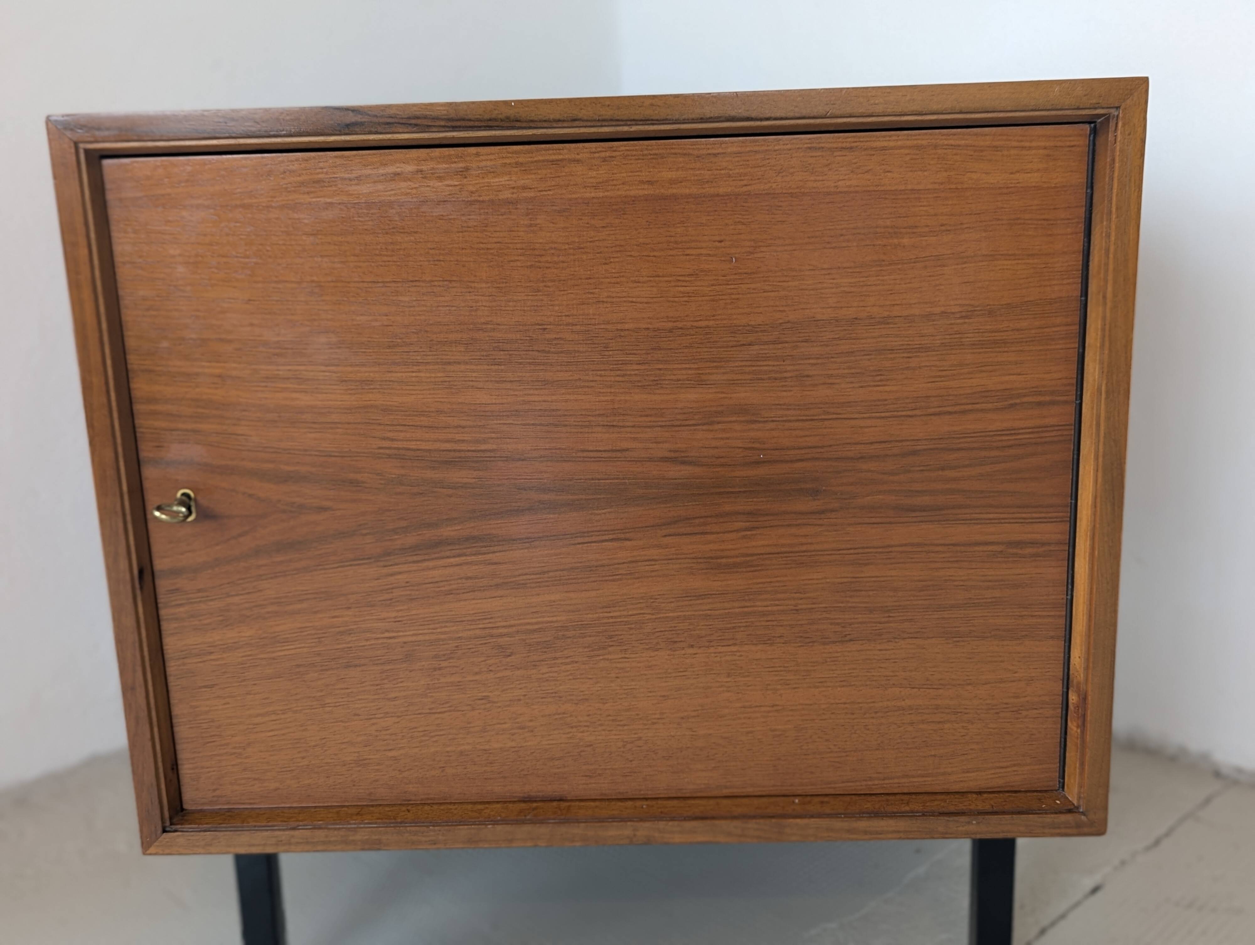 Small wooden and metal side table, 1970s