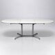Vintage oval extendable dining table, white laminate and chrome, 1970s.