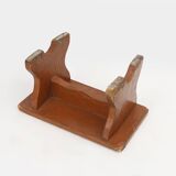 French rustic low church stool in terracotta painted wood, ca. 1900