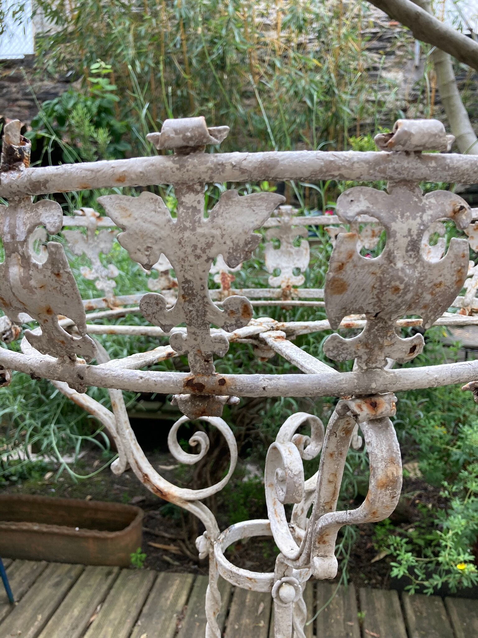 Ancienne jardinière corbeille sur pied fer forgé Orangerie fin XIXème