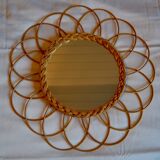 Mirror flower rattan & wicker 39 x 39 cm