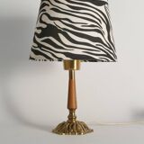 Brass Table Lamp with Teak, Asea, Sweden 1950s