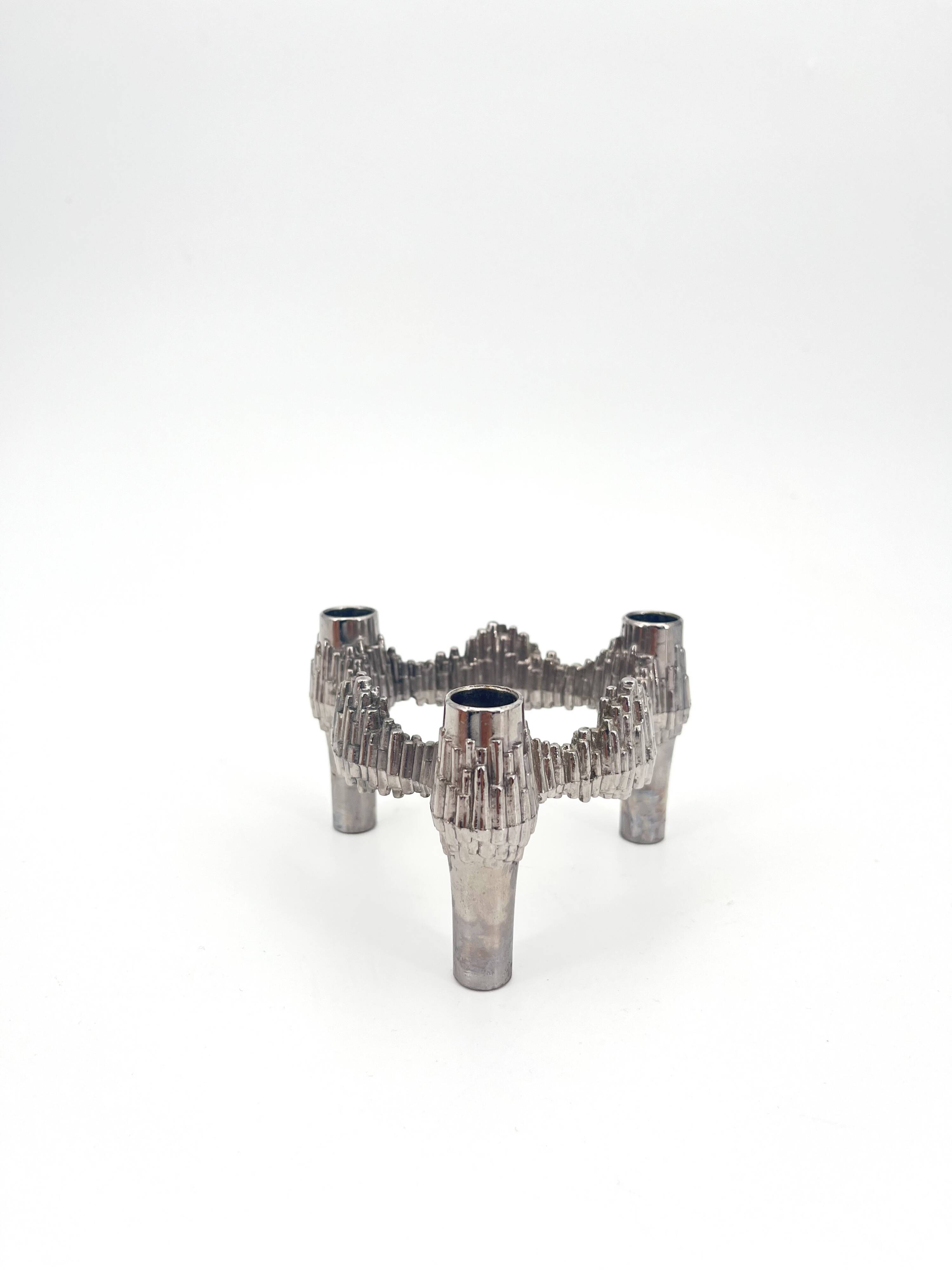 Vintage Brutalist Metal stackable Quist Candle Holder, 1970s