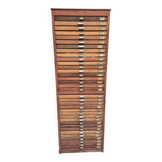 Casier d'imprimerie en bois 36 tiroirs avec lettres typographiques