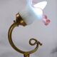 Set of 2 tulip-shaped wall lights in glass, wood, and bronze, art deco style.