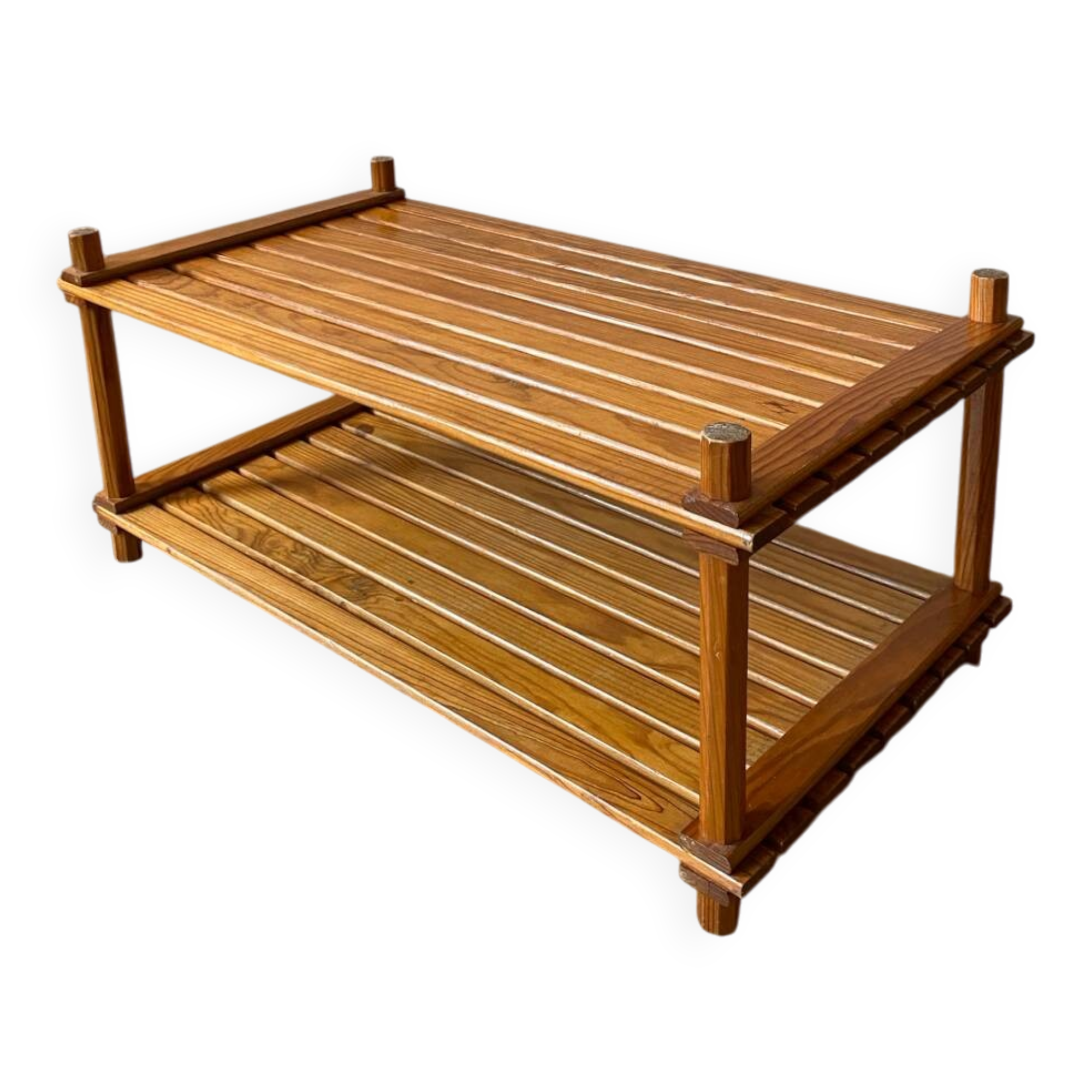 Pine slatted coffee table