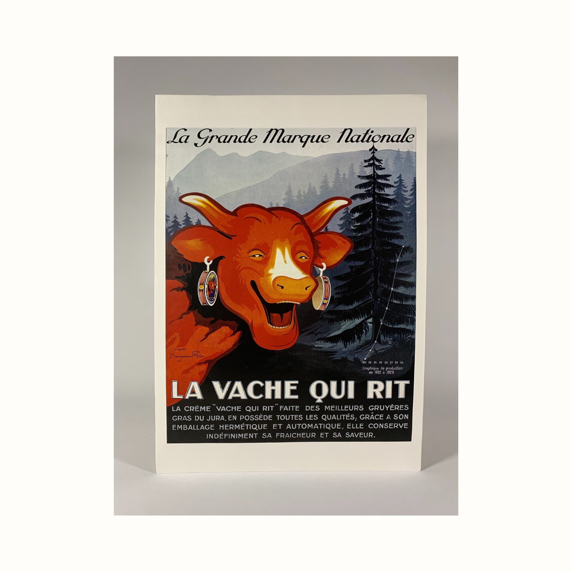 Original advertising lithograph "The Laughing Cow" - Rare proof before publication around 1930