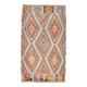 Tapis Kilim tribal vintage vert et orange 5x8, 146x255 cm SK 33083