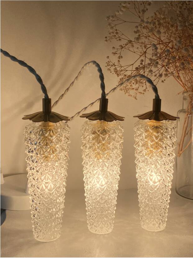 Suspension cascade 3 tulipes vintage