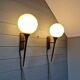 Pair of Art Deco wall sconces in brass and white opaline, 1930.