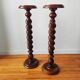 Pair of turned wooden pedestals