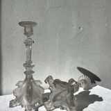 Pair of Griffon candlesticks in Val Saint Lambert crystal, Belgium.