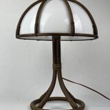 Bamboo rattan mushroom table lamp, Dutch 1970s