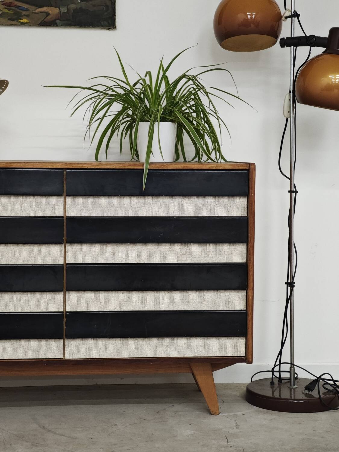 Wooden commode U 453 black and white by Jiri Jiroutek for Intérier Praha