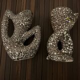 2 Vases En Écume De Mer Vallauris Orange 16cm