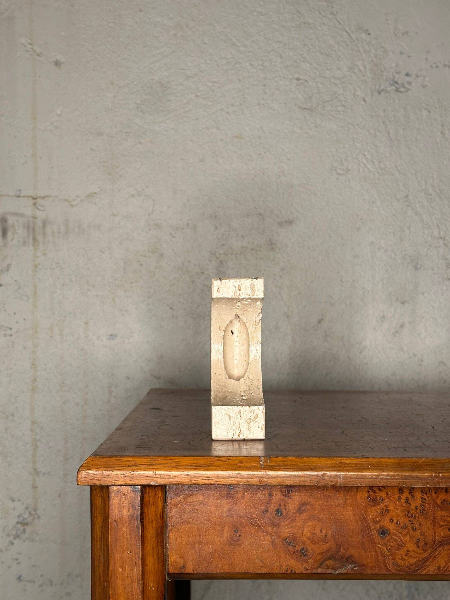 Travertine candle holder