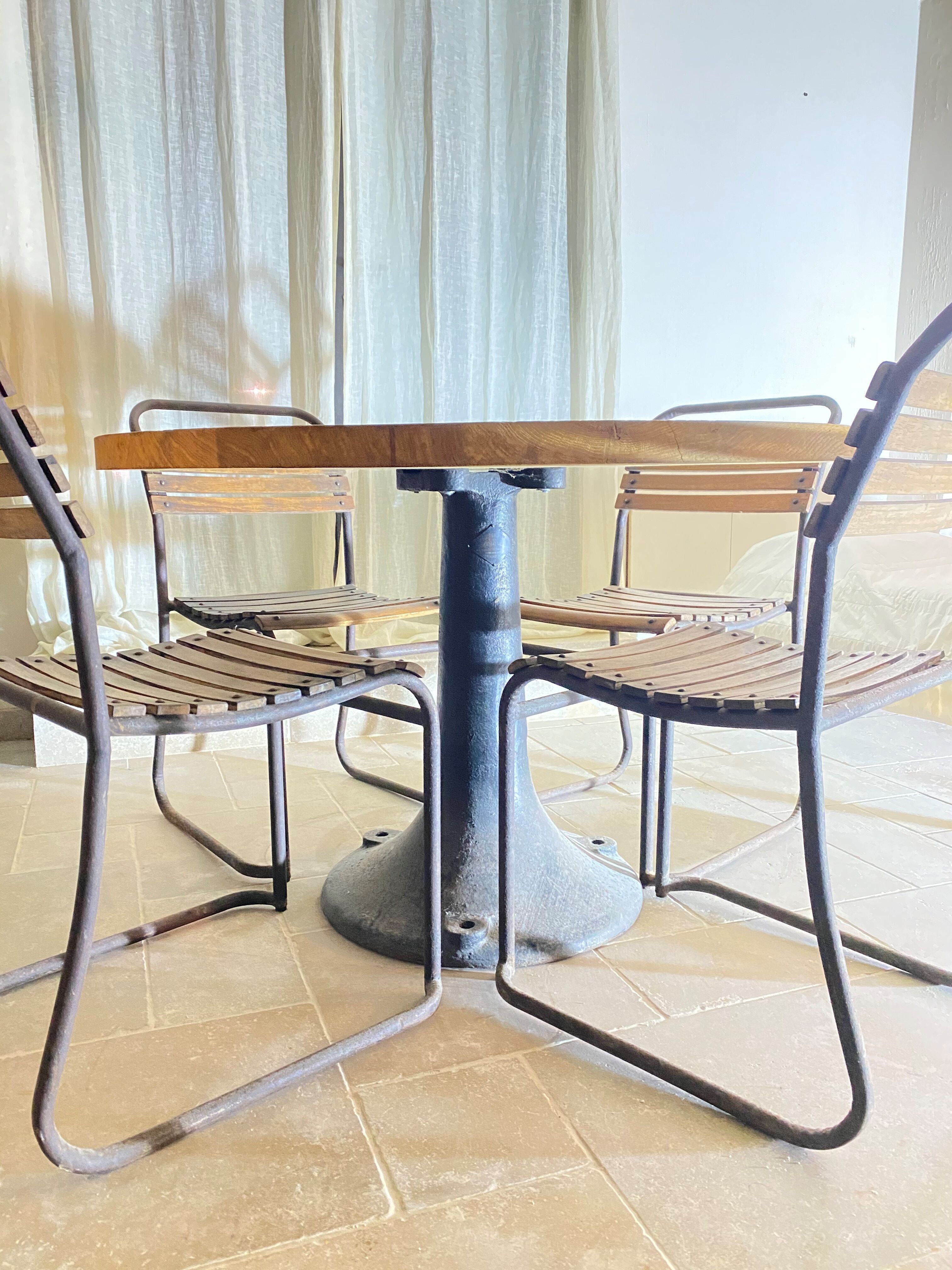 Oak table and 5 wooden chairs