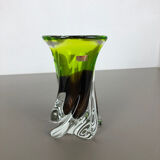 Large Vintage Green Brown Hand Blown Crystal Glass Vase by Joska, Germany, 1970s