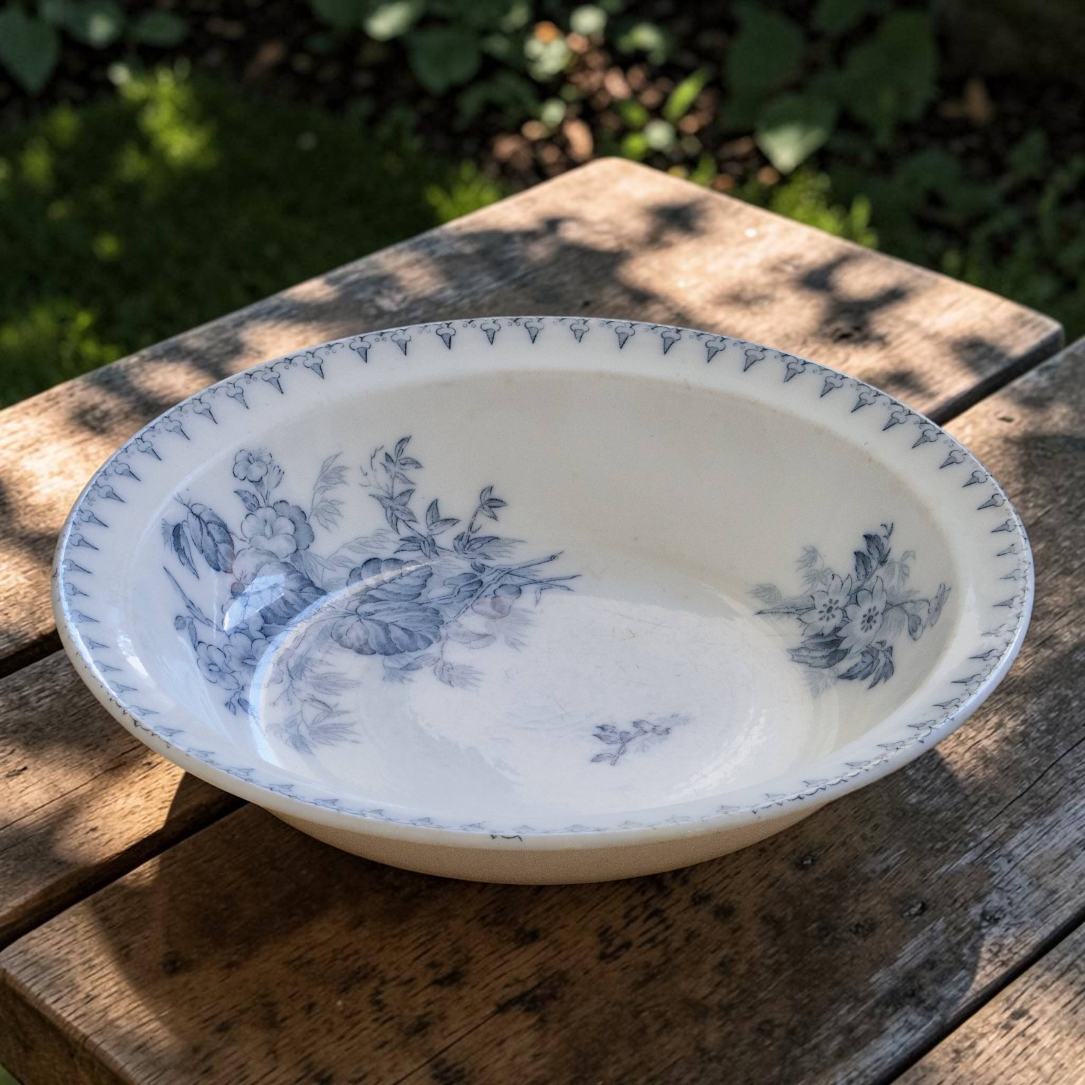 Shallow dish 19th century ironstone Sarreguemines Flore collection