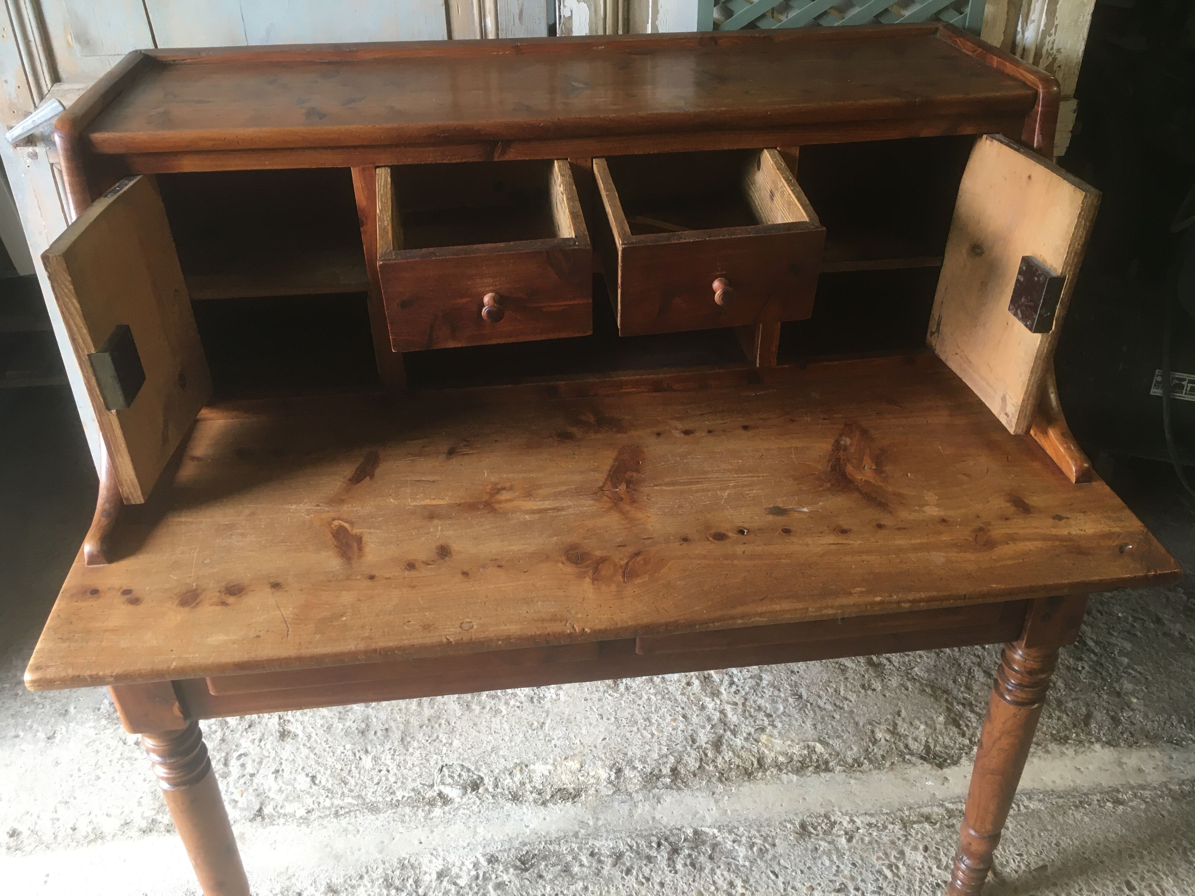 Tiered desk in pitch pine