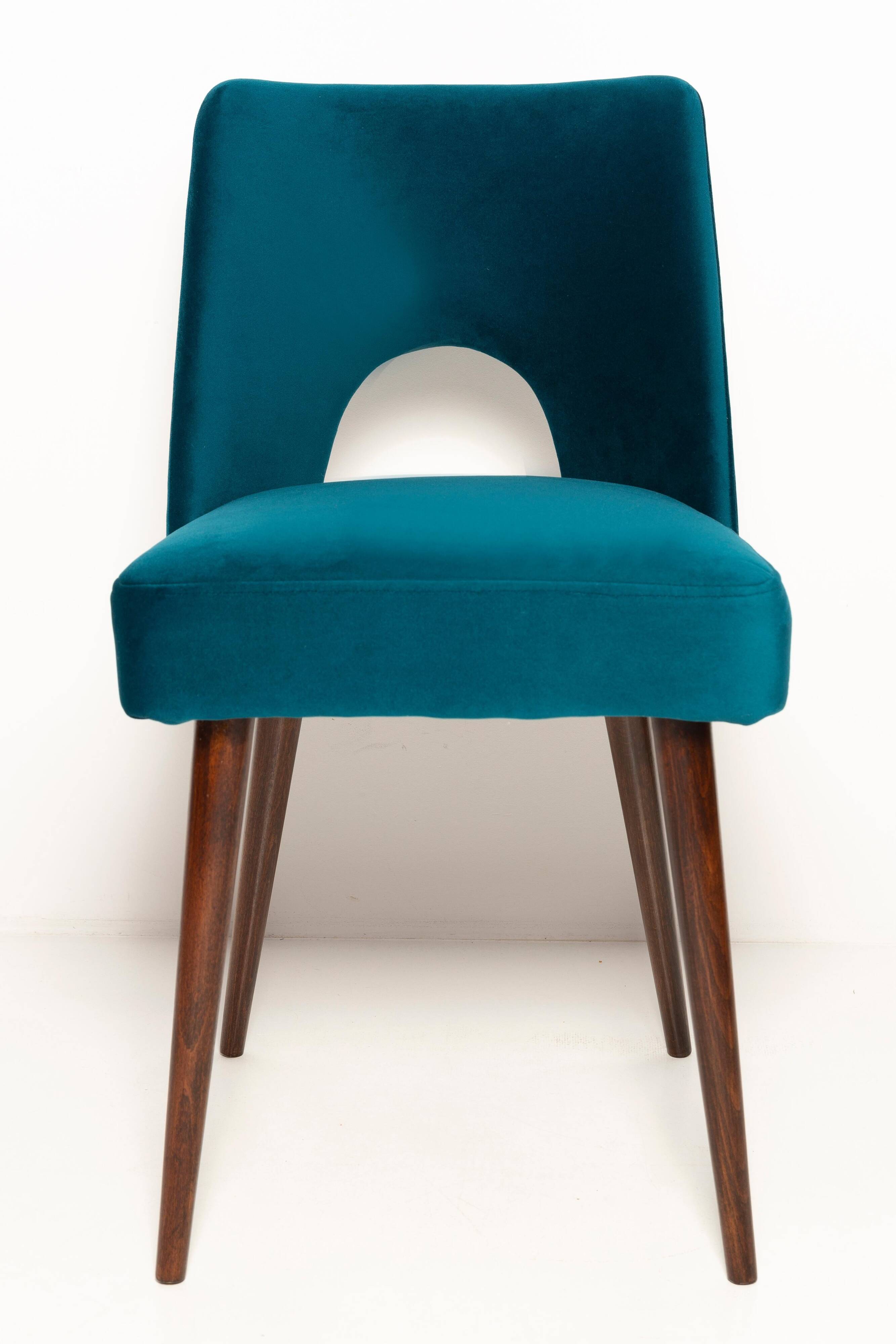 Chaise 'Shell' en Velours Vert Émeraude Milieu du Siècle, Europe, 1960s