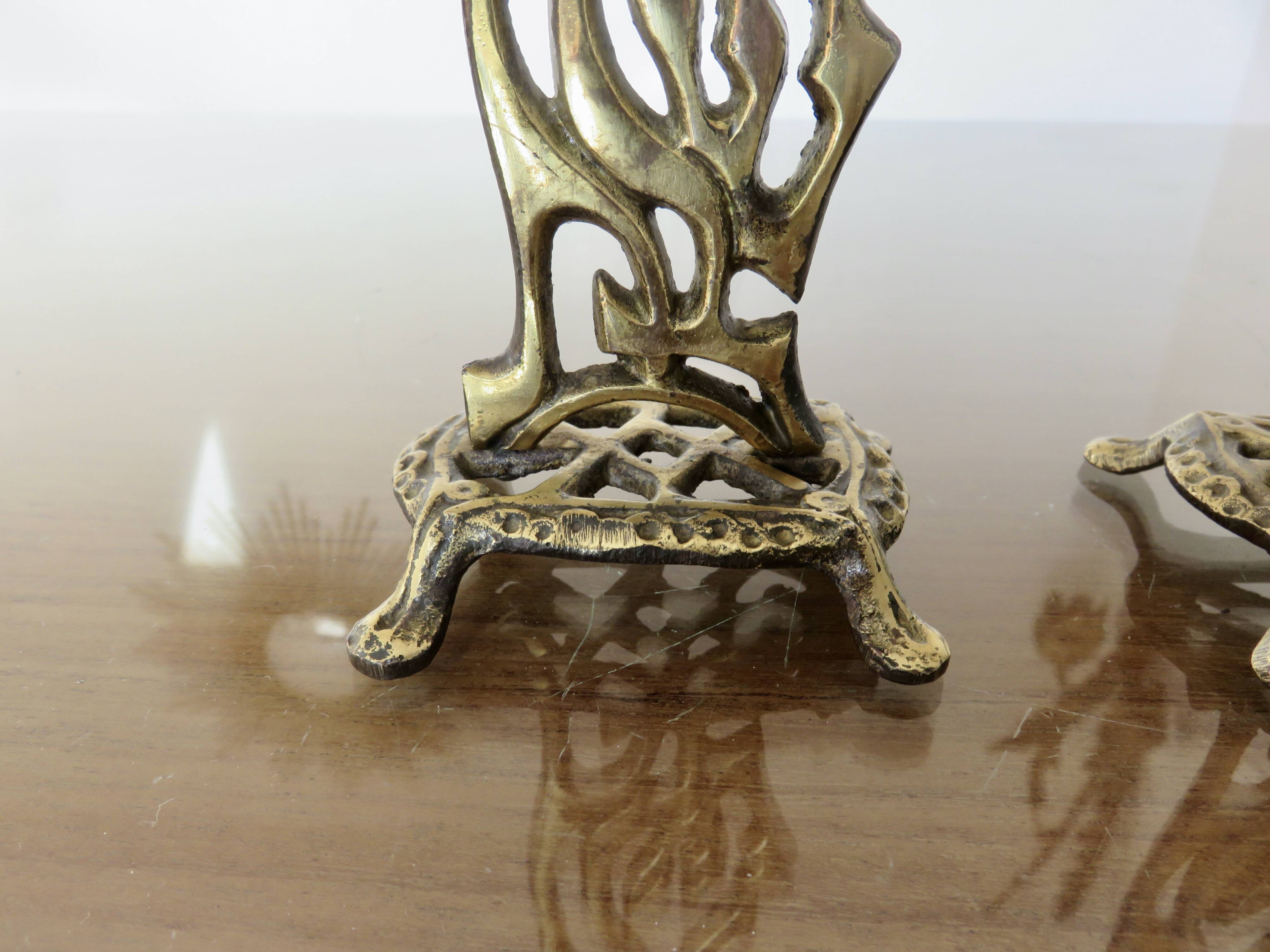 Pair of art nouveau style brass candlesticks