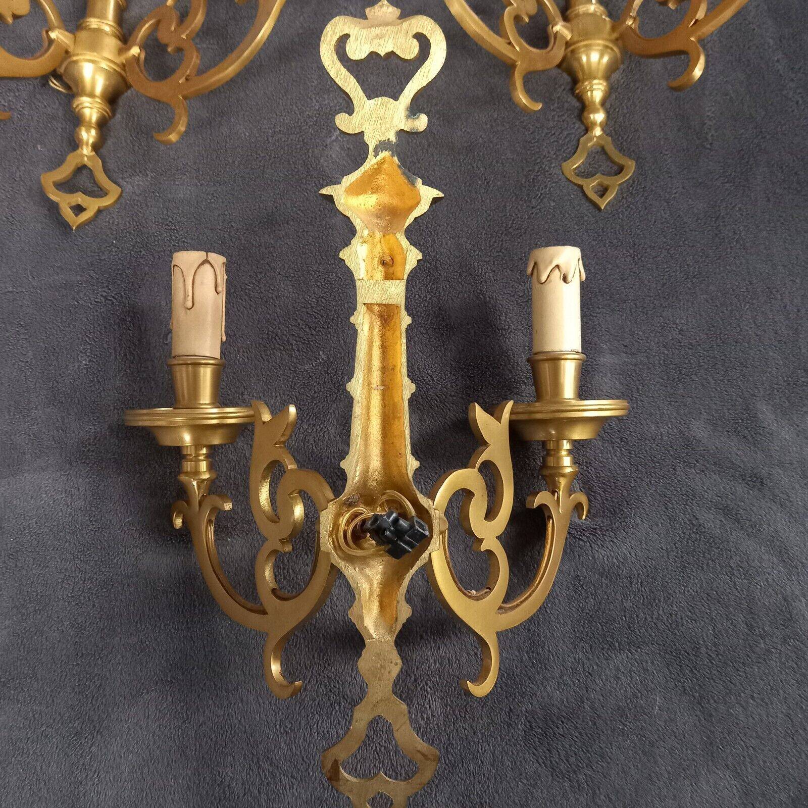 Pair of English Georgian style gilt bronze wall lights