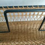 Iron and Rattan Magazine Rack - 1960s - Vintage