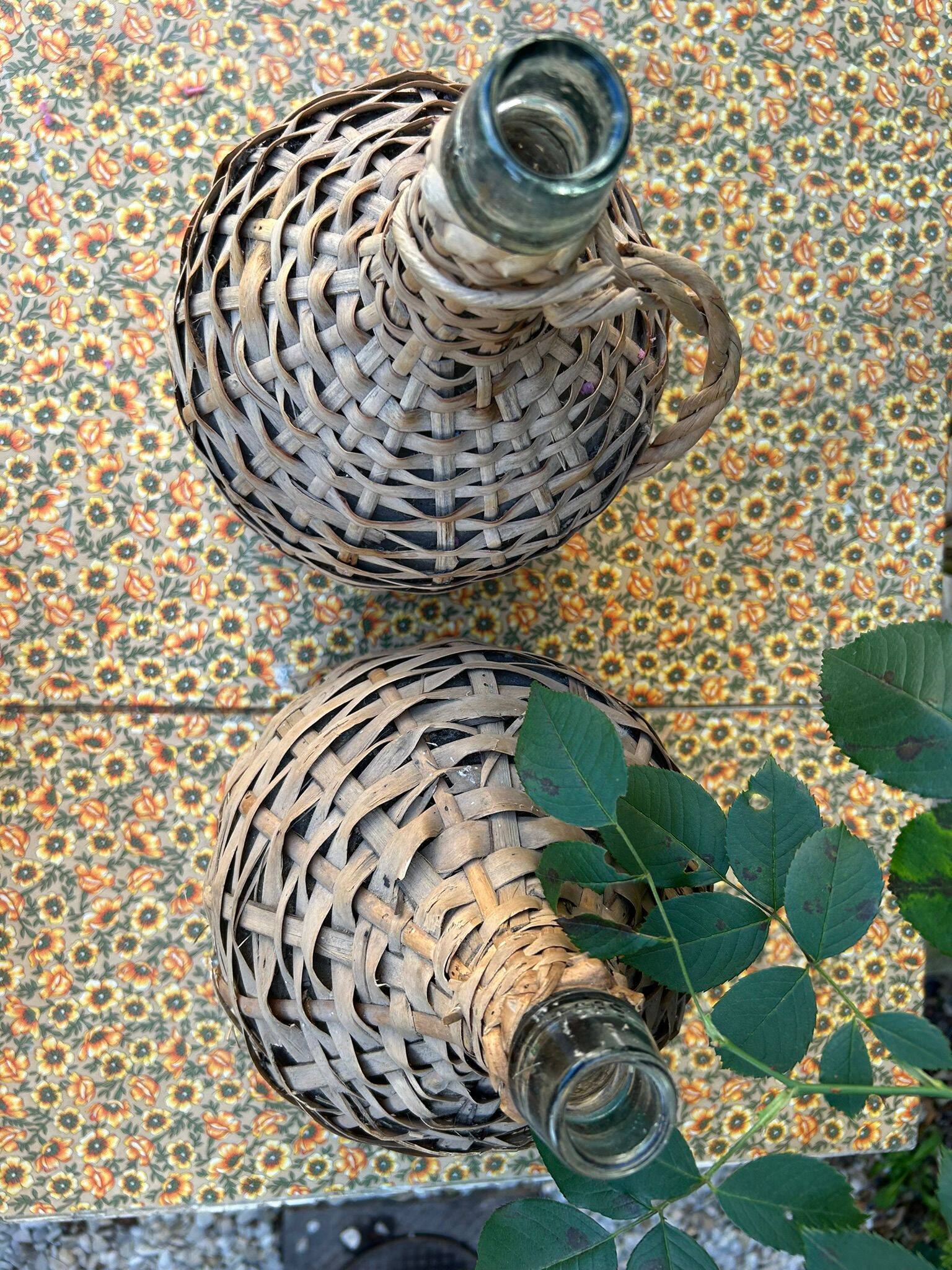 Vintage demijohn 40cm glass + wicker (3-5L)