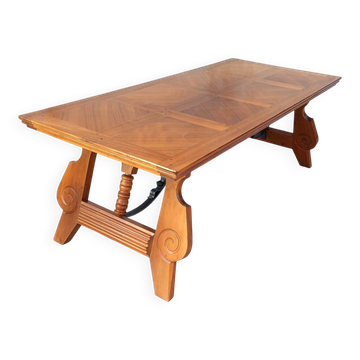 Large vintage table in solid walnut