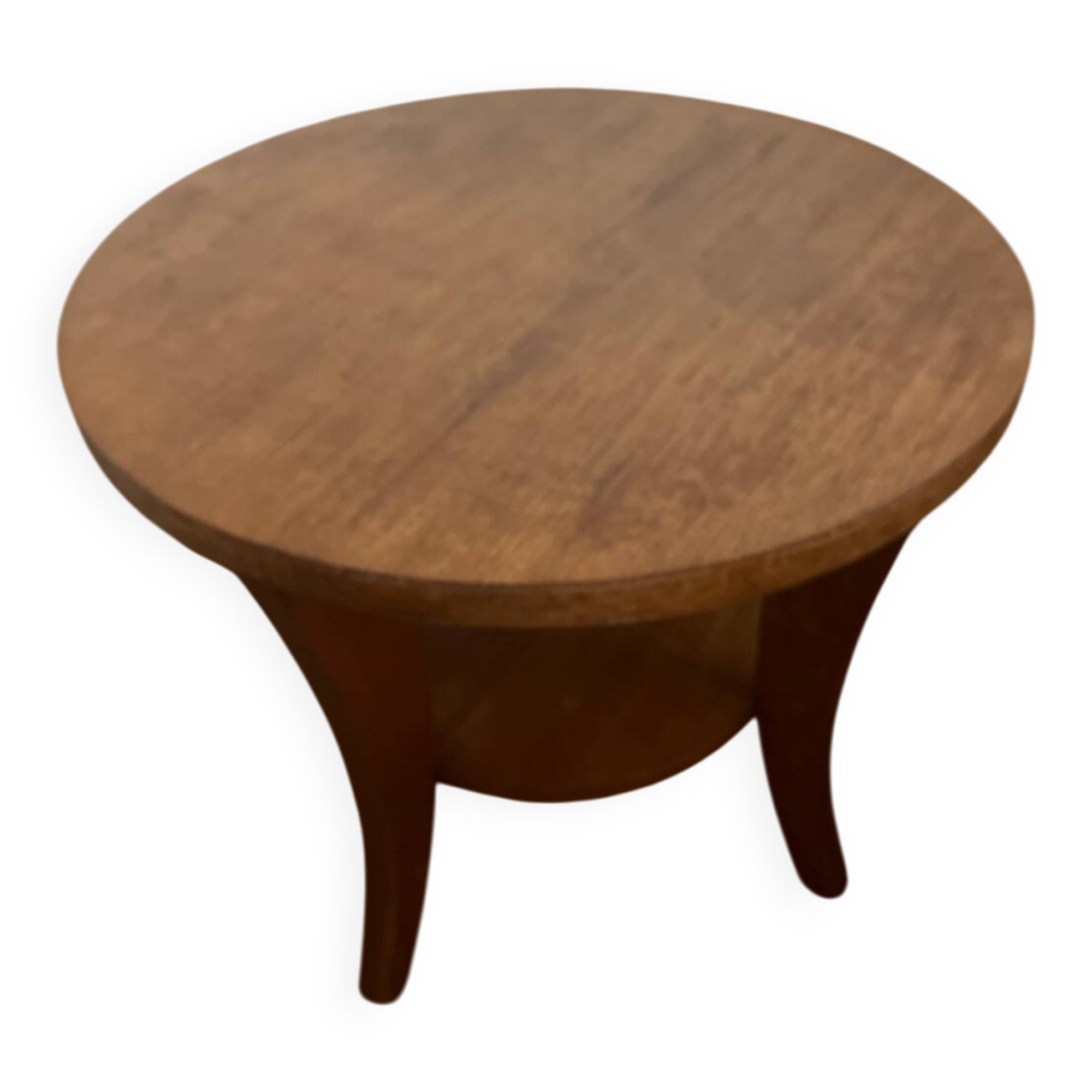 Low round art deco table in honey wood