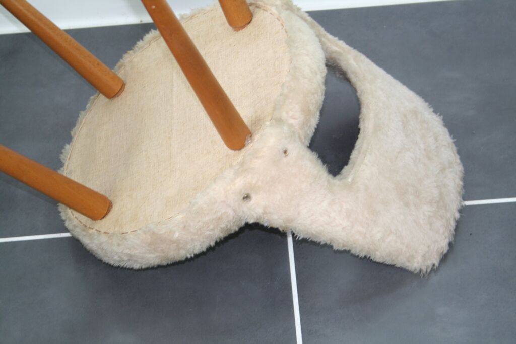 Vintage white barrel chair compass feet 1960