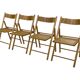Set of four vintage folding chairs with webbing and wood 1970s