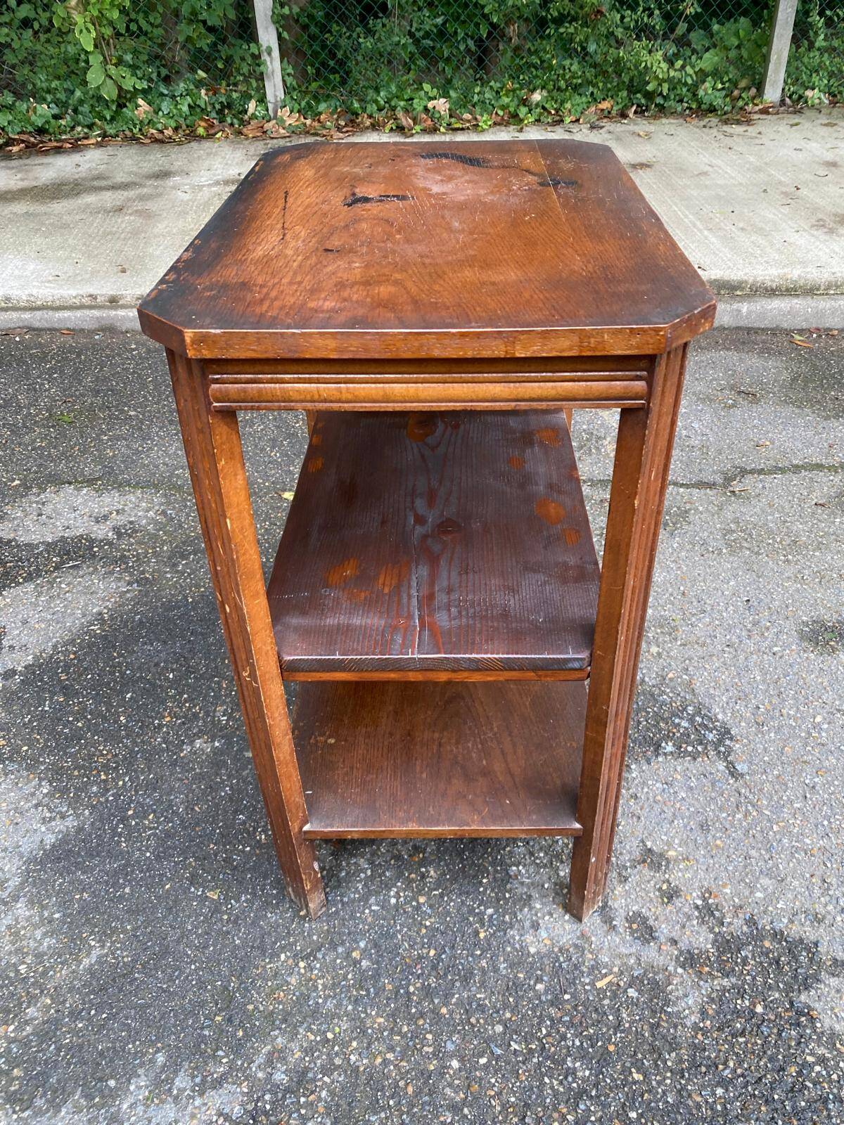 1950s Art Deco solid wood shelf with drawer