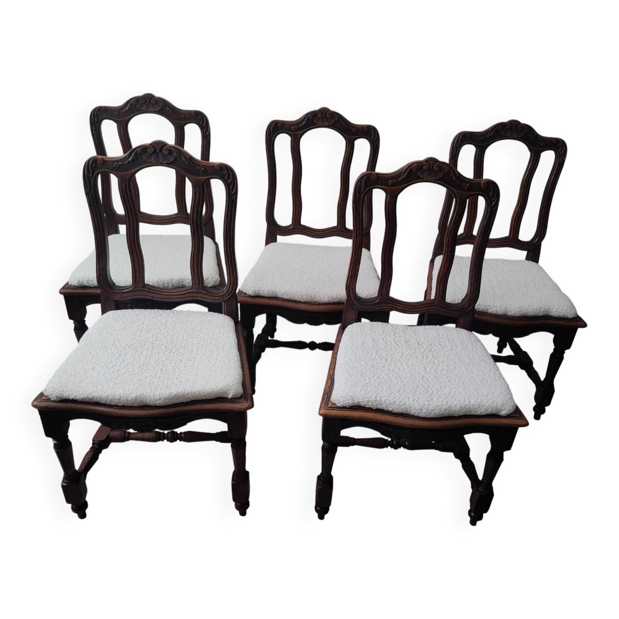 5 chaises style Louis XV rénovées