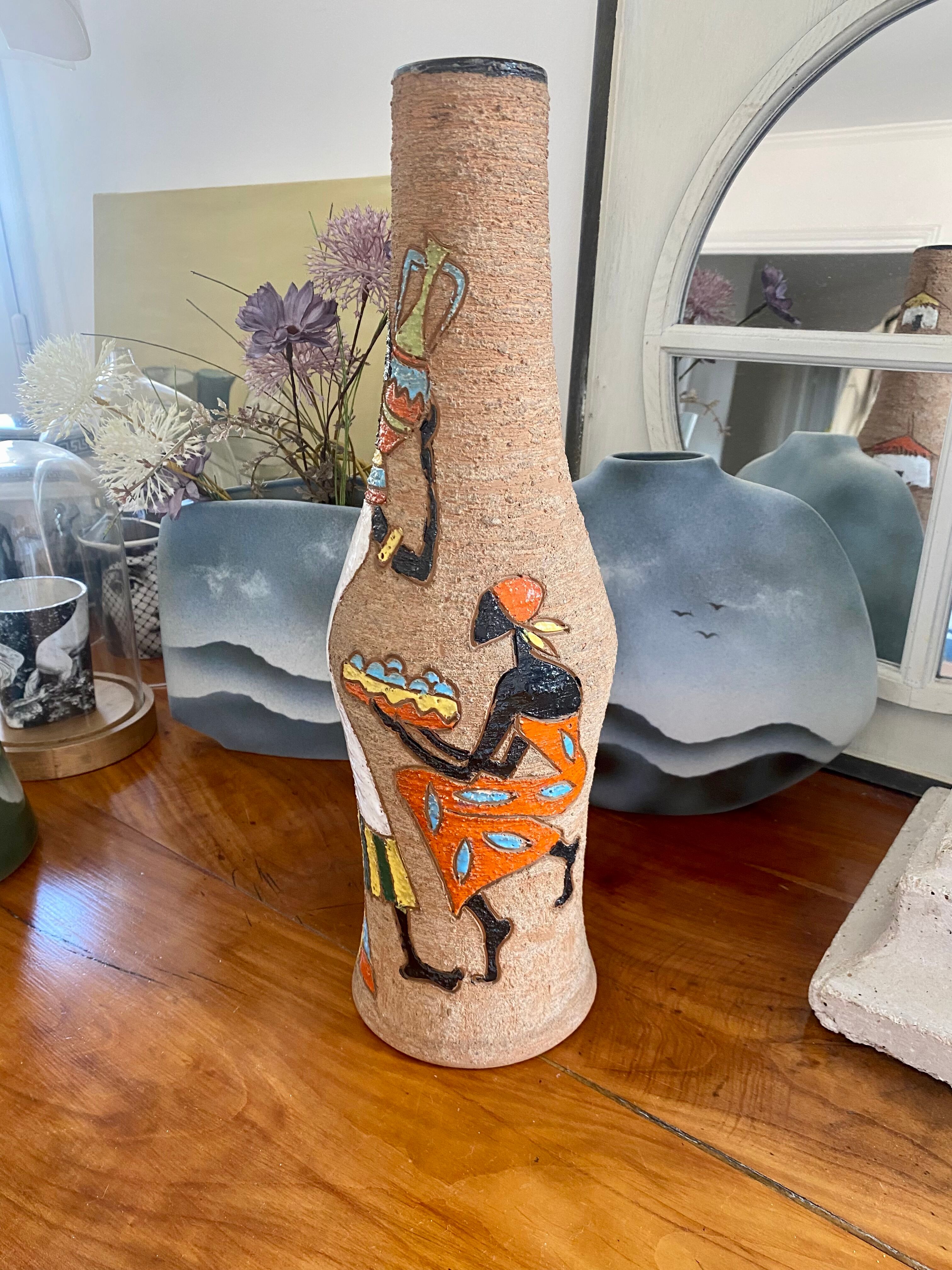 Very large vase Fratelli Fanciullacci scarified ceramic
