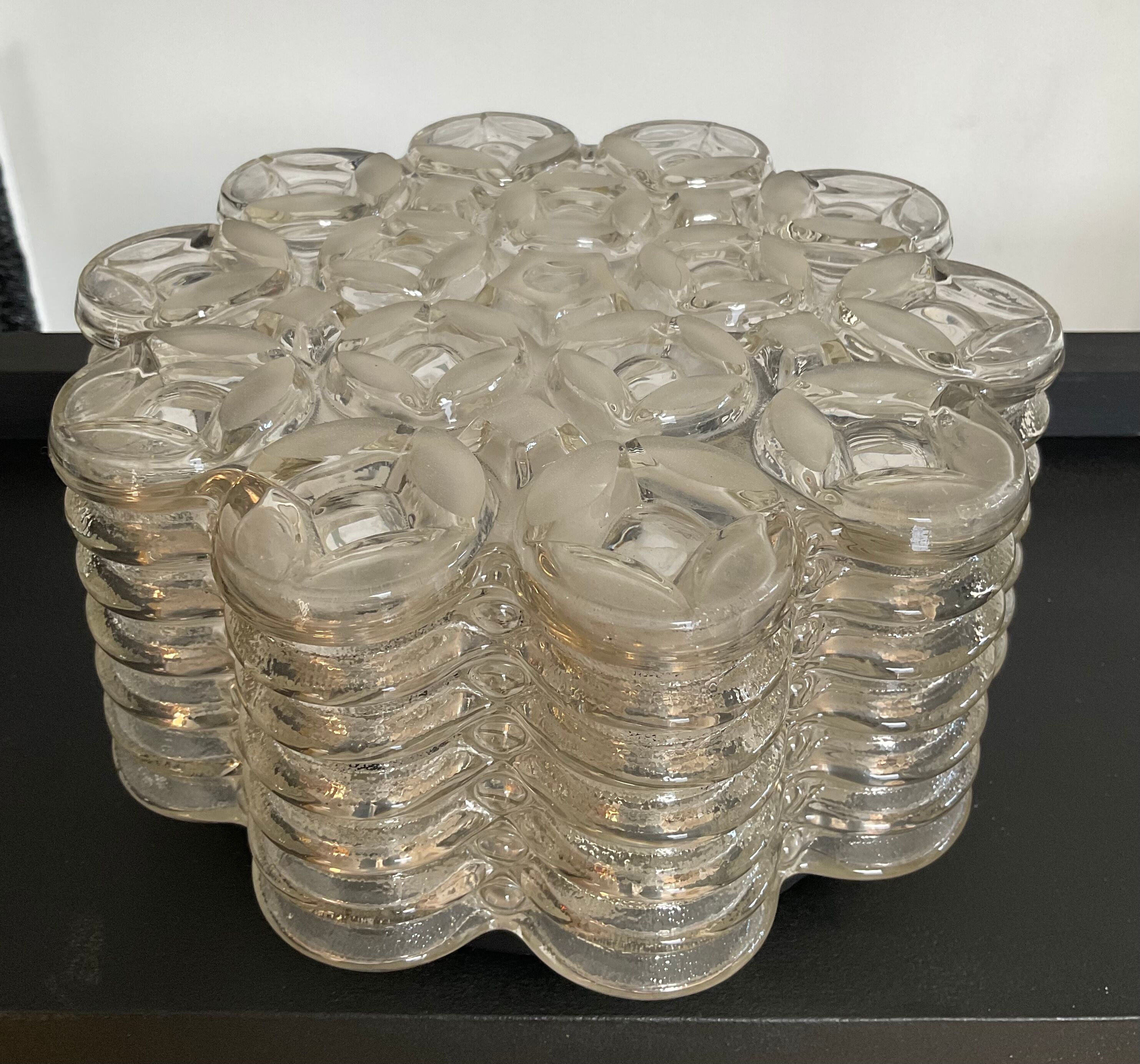 Wiła Leuchten wall lamp in molded glass 60s-70s