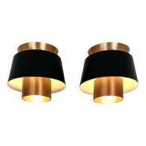Pair of Tivoli Jørn Utzon ceiling lights for Nordisk Solar Denmark, 1950-60s