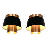 Pair of Tivoli Jørn Utzon ceiling lights for Nordisk Solar Denmark, 1950-60s