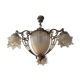 Old Art Deco style chandelier in bronze 4 fires