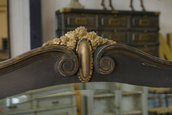 Mirror with wood and bronze art deco ornament 1930's