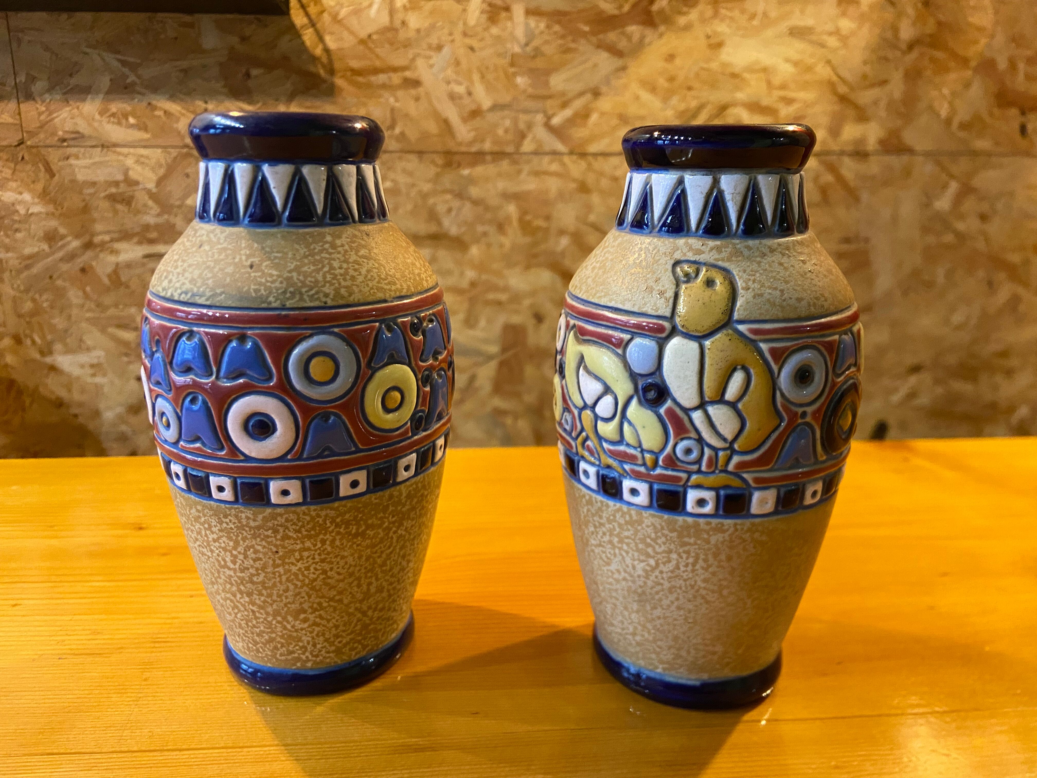 Pair of art-deco amphora vases from Czechoslovakia