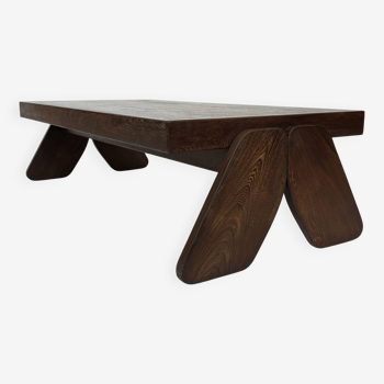 Vintage Coffee Table Wengé Brutalist Postmodern 70's Design