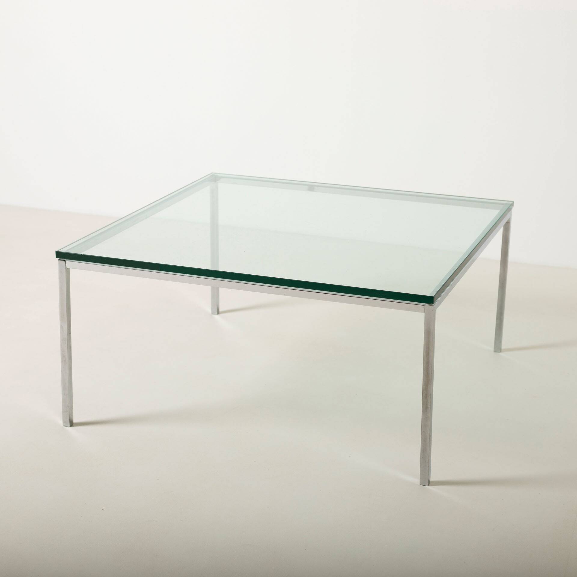 Modernist chrome and thick tempered glass coffe table, Germany, 1980s