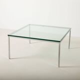 Modernist chrome and thick tempered glass coffe table, Germany, 1980s