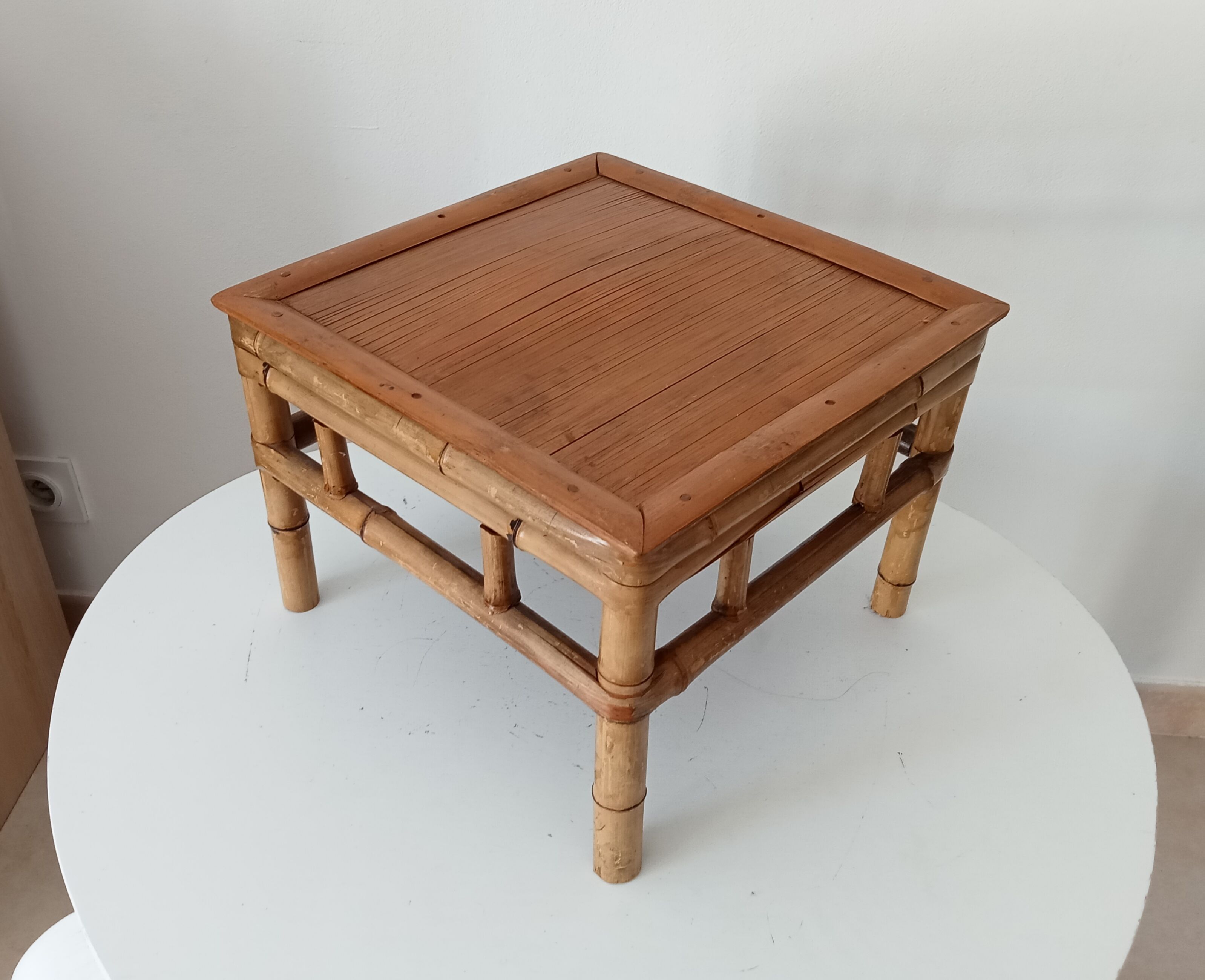 Vintage bamboo bedside table from the 70s.