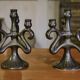 Pair of ceramic candlesticks, Sars-Poteries, 1950s