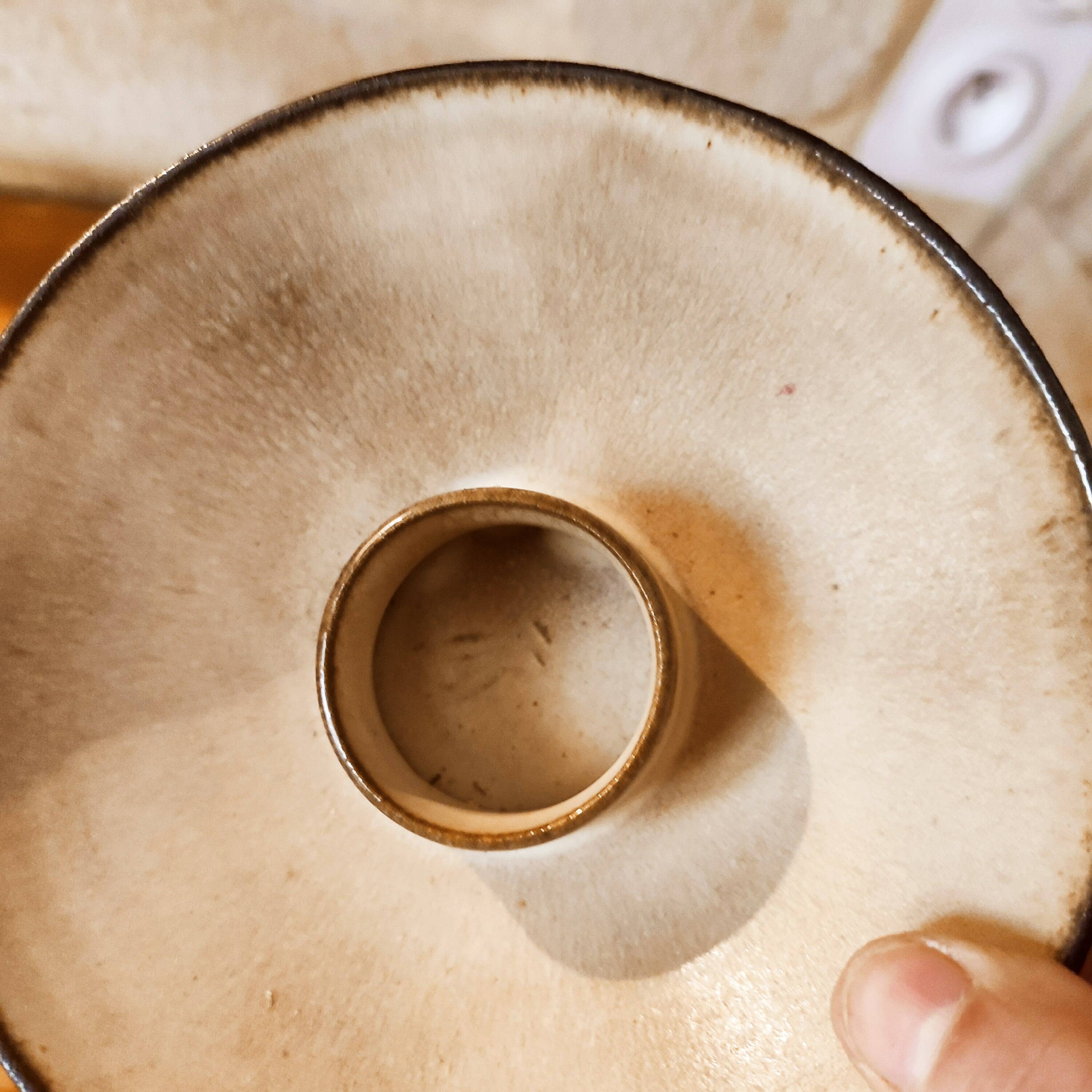 Handmade stoneware flower frog