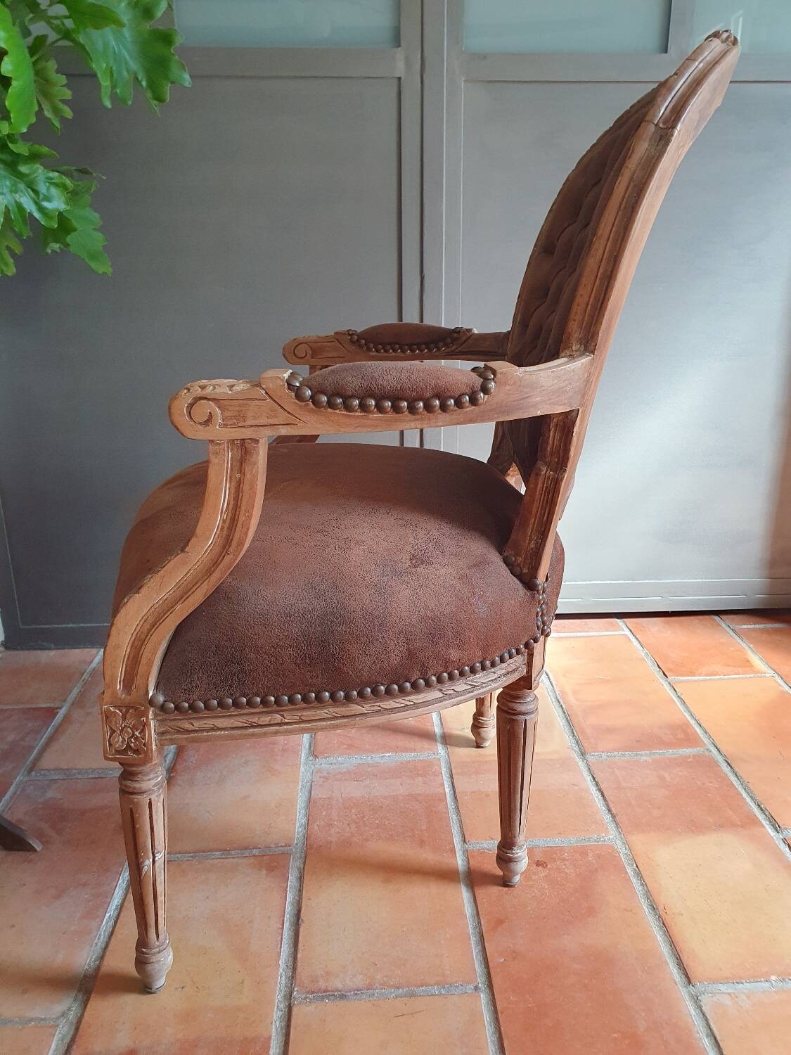 Baroque suede armchair