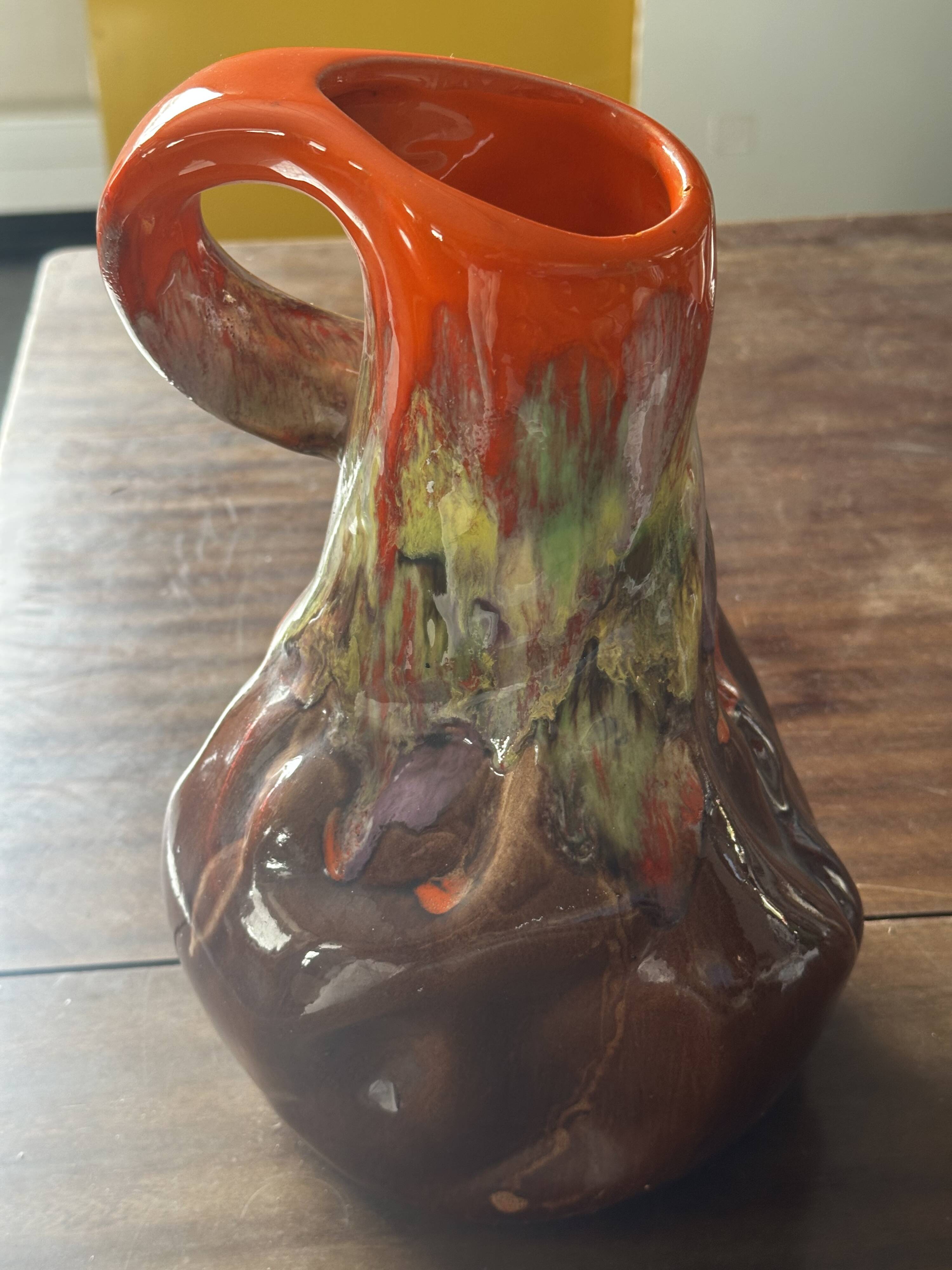 Vintage Vallauris Glazed Ceramic Pitcher, 30 cm High
